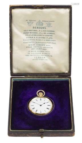 J.W.Benson: A Lady`s 18 Carat Gold Fob Watch retailed by J.W...