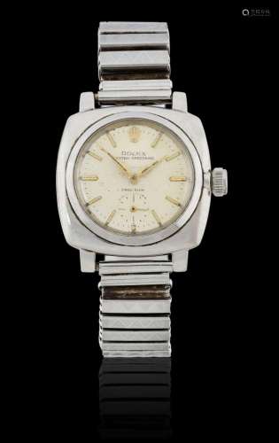 Rolex: A Stainless Steel Cushion Shaped Wristwatch signed Ro...