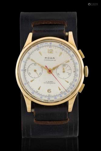 Roga: An 18 Carat Gold Chronograph Wristwatch signed Roga, c...