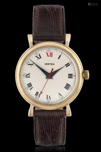 Vertex: A 9 Carat Gold Centre Seconds Wristwatch signed Vert...
