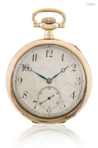 Waltham: A 9 Carat Gold Open Faced Pocket Watch signed Walth...