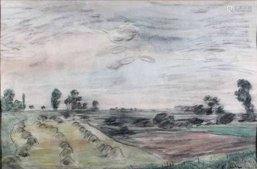 Mathias Barz (1895-1982), Ländliche Szene, Pastell