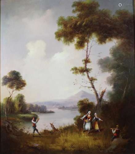 A. Puig, Landschaftsbild im Stil des 19. Jahrhunderts, 20. J...