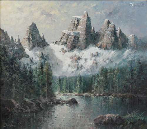 Unbekannter Künstler, Gebirgslandschaft mit See