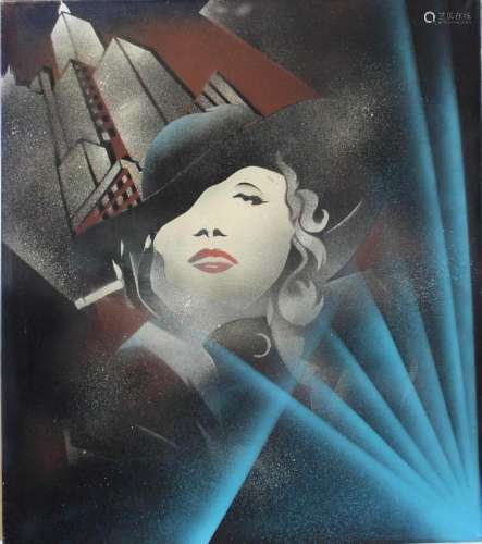 Unbekannter Künstler, Marlene Dietrich, Acryl a. Lwd.