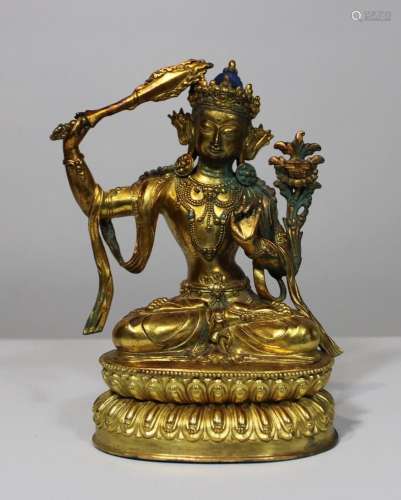 Bronzeskulptur, Manjushri Buddha, China