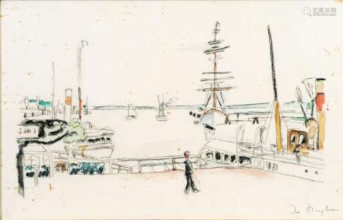 Ivo Hauptmann (Erkner 1886 - Hamburg 1973). Ships by the Qua...