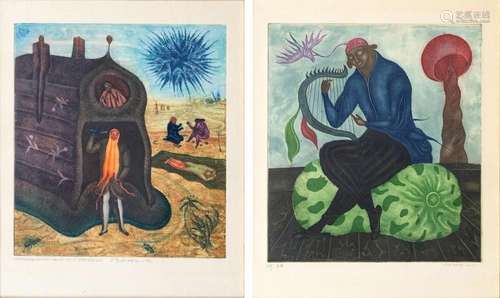 Arik Brauer (Wien 1929 - Wien 2021). Two prints from Brauers...