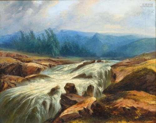 Alexandre Calame (Vevey 1810 - Mentone 1864). Waterfall.