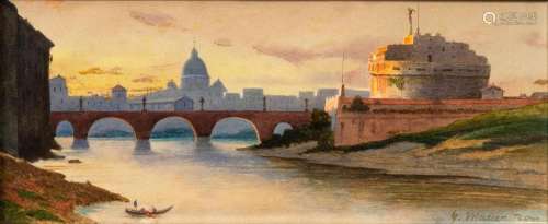 Georg Macco (Aachen 1863 - Genua 1933). Castel Sant Angelo a...