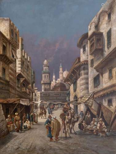 A. Sorbini acitve late 19th cent. Street Scene in Kairo.
