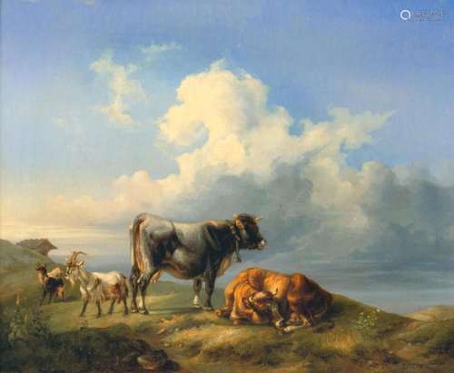 Joseph Heicke (Wien 1811 - Wien 1861). Cattle and Goats.
