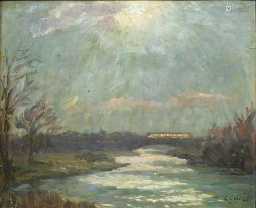 Ernst Eitner (Hamburg 1867 - Hamburg 1955). River Alster nea...