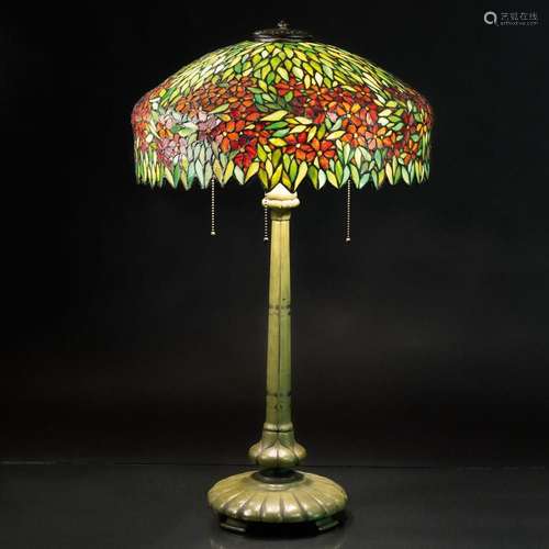 A Large Art Nouveau Periwinkle Table Lamp.