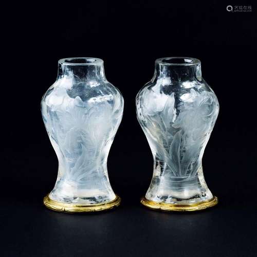 Edmond Enot Paris, 19. cent. A Pair of Art Nouveau Vases.