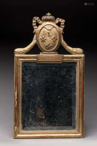 Petit MIROIR d'immigré en hommage à Louis XVI en bois doré à...