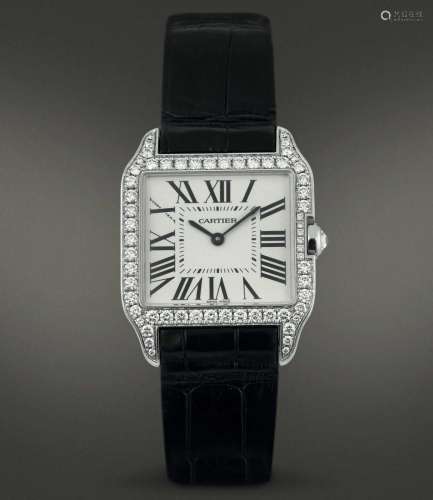 CARTIER - Santos Dumont in oro bianco 18 kt e diamanti, quad...