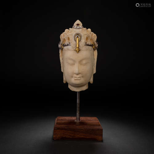 Tang Han Baiyu painted gold Buddha head