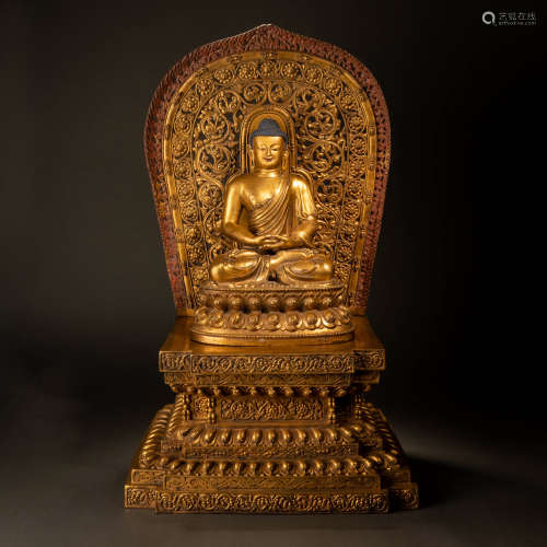 A gilt bronze seated statue of Sakyamuni, Ming Dynasty