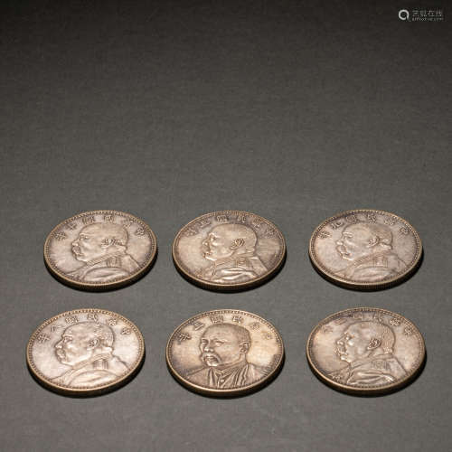 A set of silver coins in the period of the Republic of China