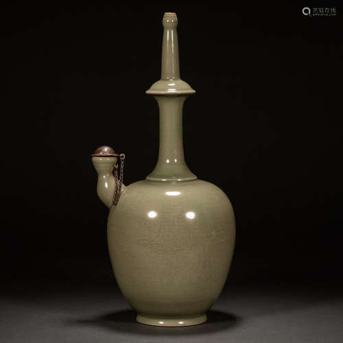 Tang Yue Kiln Secret Color Porcelain Carved Manjusri Bodhisa...