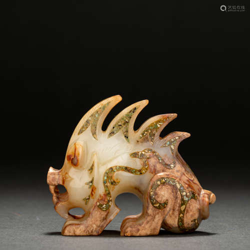 Han and Hetian jade inlaid turquoise beast