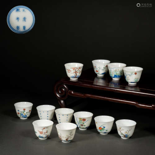 Qing Pastel Twelve Flower Cup