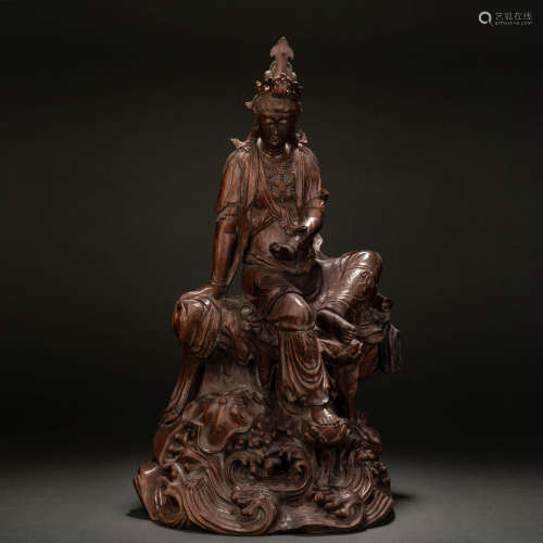 Qing Dynasty Seated Statue of Agarwood Avalokitesvara