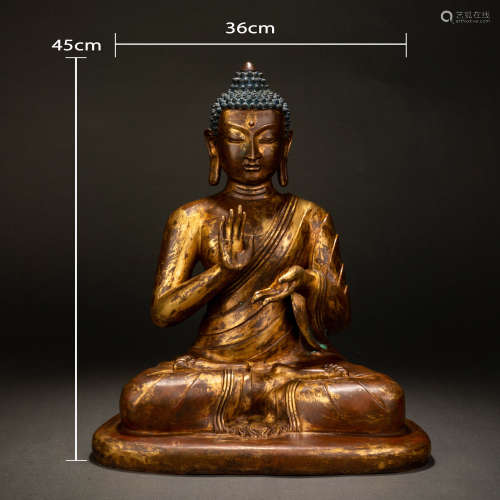 A gilt bronze seated statue of Sakyamuni, Ming Dynasty