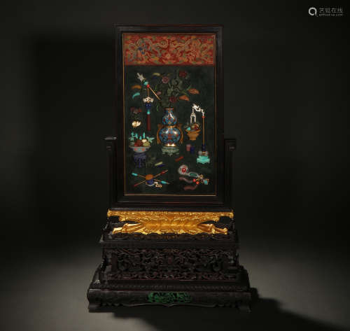 Qing Dynasty Jasper Inlaid Hundred Treasures