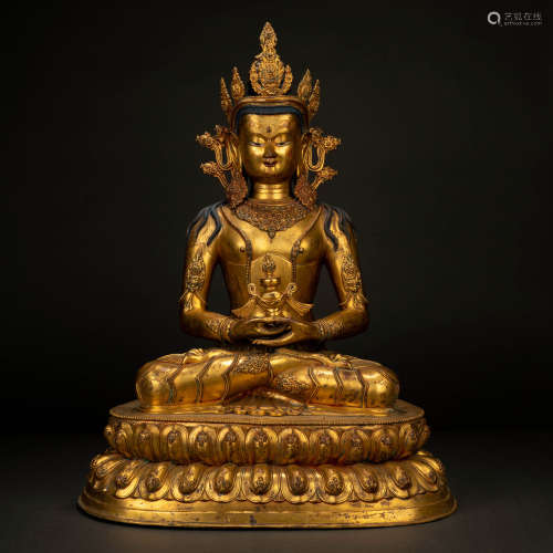 Ming gilt bronze statue of Buddha of Infinite Life