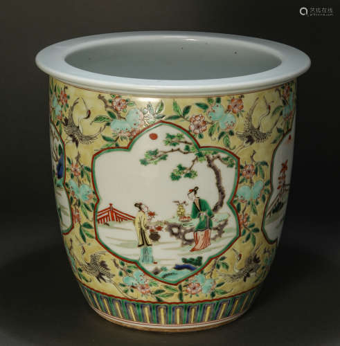 Qing Dynasty Colorful Character Story Cylinder