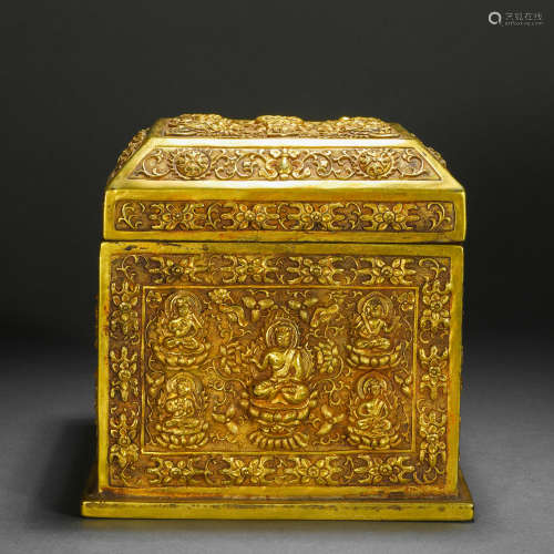 Tang Dynasty Gilt Bronze Buddhist Story Relic Box