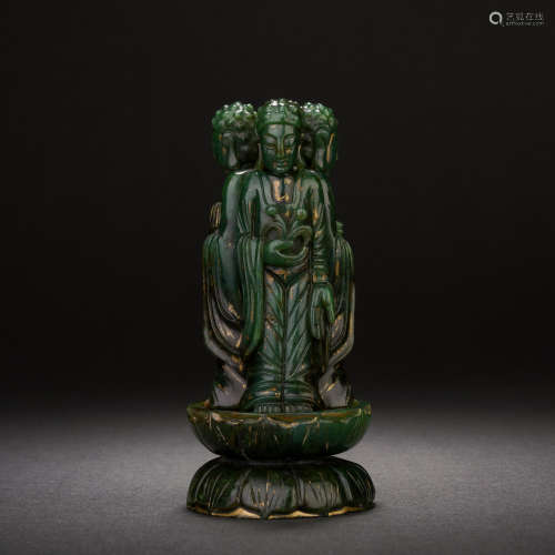 Qing Dynasty Jasper III Buddha Standing Statue