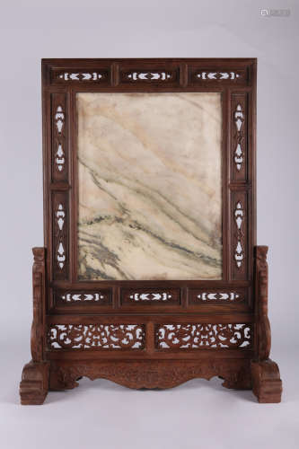 Huanghuali marble screen