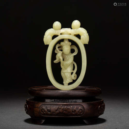 Qing Dynasty Hetian Jade Turning Heart Character Plaque