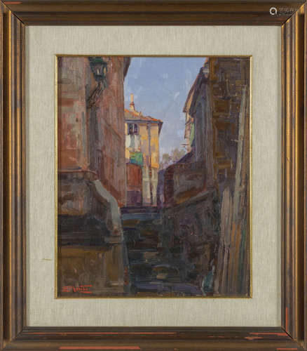 ETTORE MORTEO (1874-1939) <br>Vicolo<br>olio