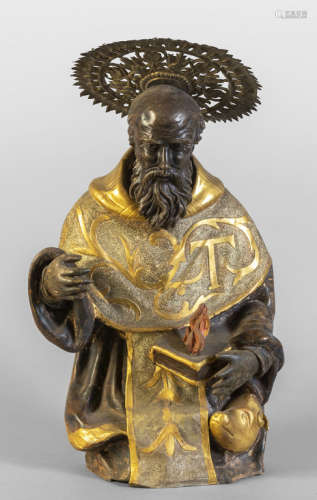 Sant'Antonio, scultura in papier maché dorata e