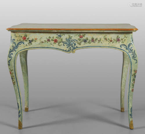 Tavolino Luigi XIV da centro in legno dipinto a