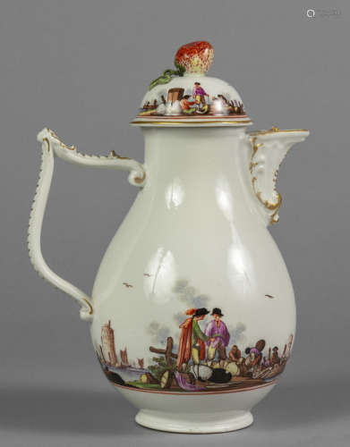 Caffettiera in porcellana di Meissen decorata con