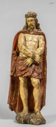 Cristo, scultura in legno intagliato e laccato,