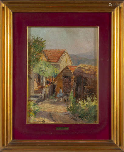 AMEDEO MERELLO (1890-1979) <br>Casolari<br>olio