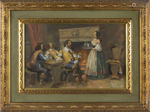 Gaulier <br>La bella domestica<br>olio su tavola