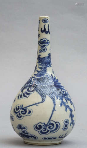 Bottiglia in porcellana di Cina bianca e blu
