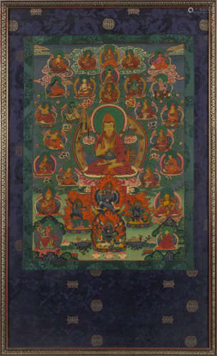 Tara con Buddha, tanka, Tibet sec.XX<br>cm. 52x70