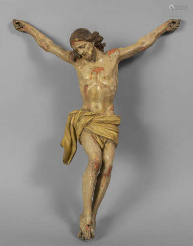 Cristo in legno intagliato e laccato,