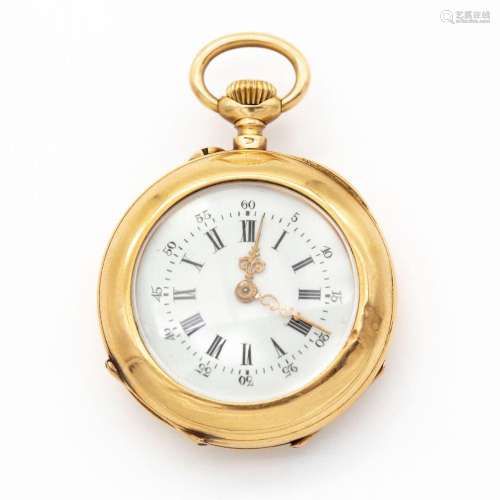 Montre de col en or jaune (750) 18K. Deux coques en or. Remo...