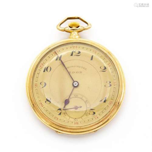 Chronomètre EDOR. Montre de poche en or jaune (750) 18K, deu...