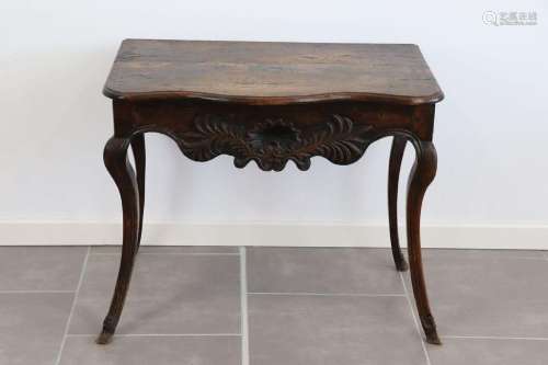 Table console d'époque Louis XV en bois naturel à plateau ga...
