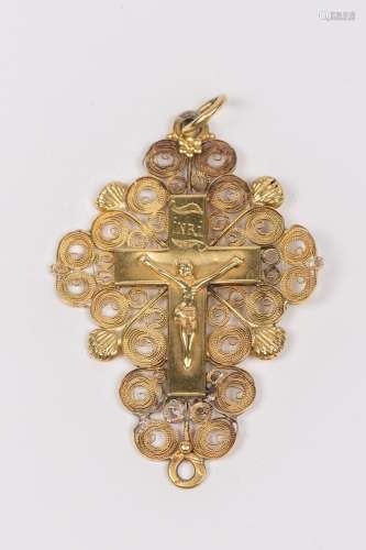 Croix boulonnaise en or jaune 750 millièmes (poids : 8,3 g) ...